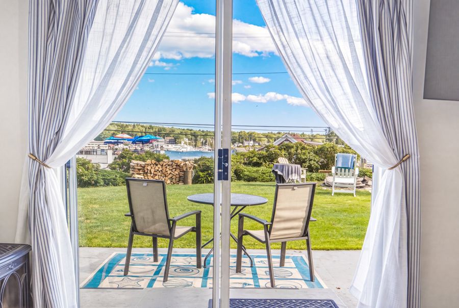 The private patio and the harbor through the slider